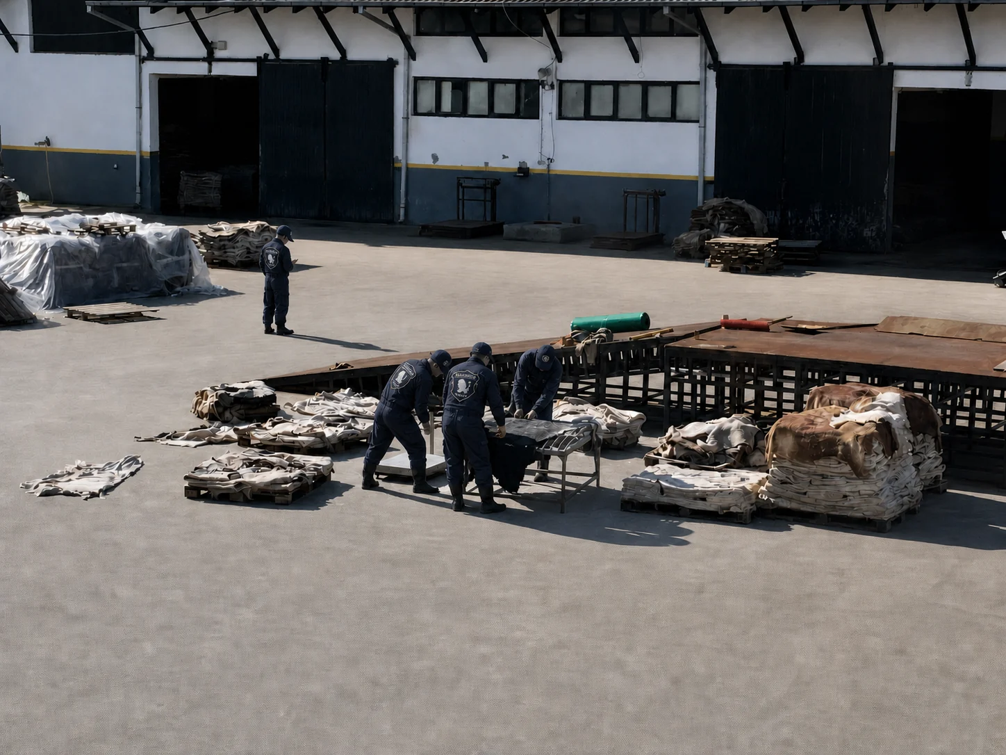 NOKEKOŽAR team sorting and grading raw hides