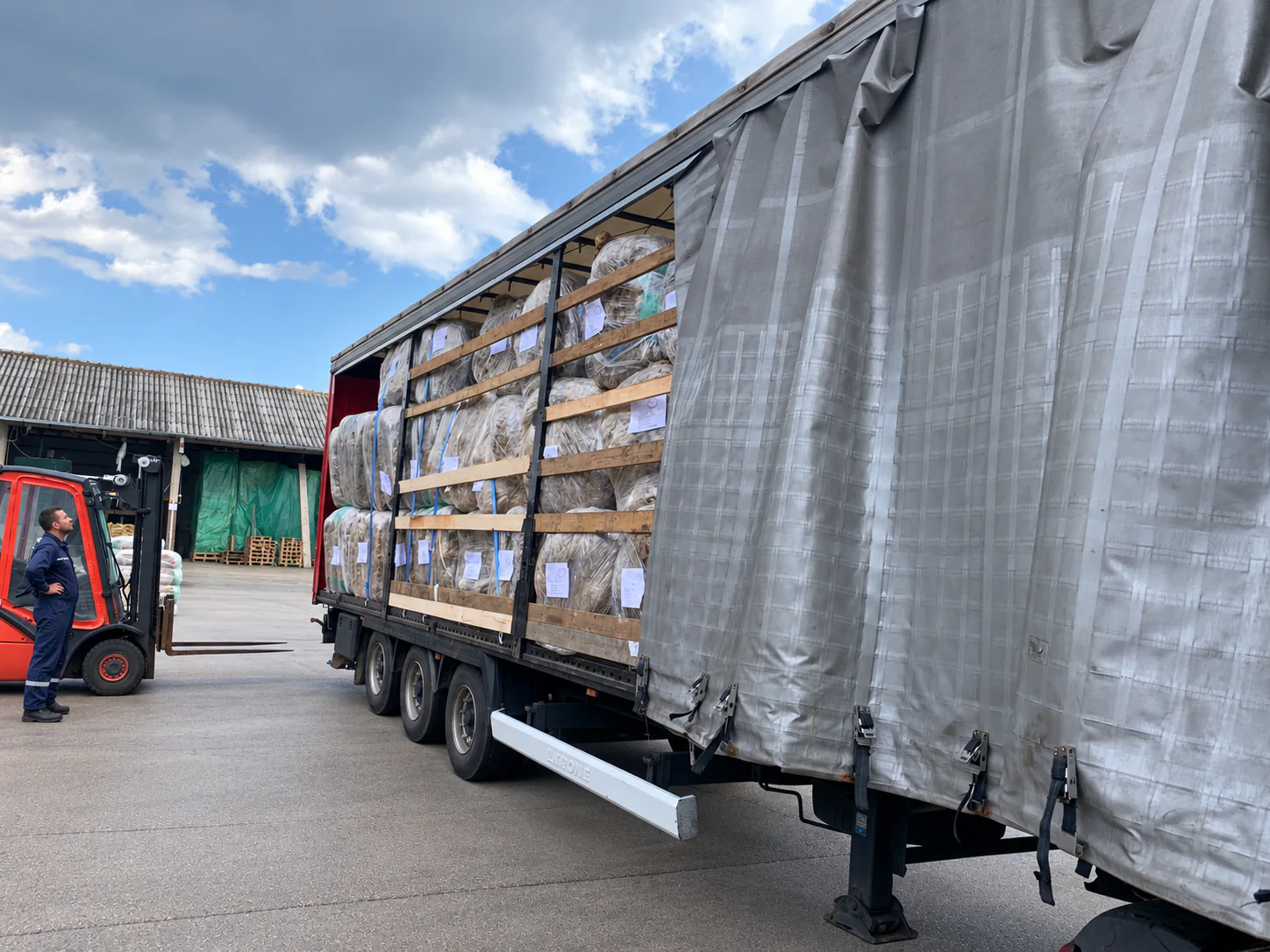 Packed and labelled goods ready for international shipment